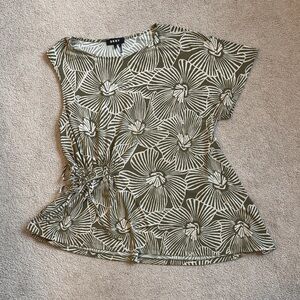 DKNY Green and White Floral Blouse